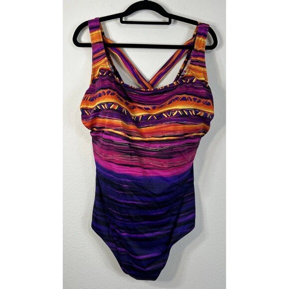 Catherines Square Neck Tummy Control One Piece Swimsuit Plus Size 30W - Picture 1 of 11